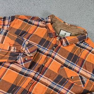 Legendary Whitetails Shirt Mens 3XT Orange Brown Buck Camp Flannel Plaid Hunting